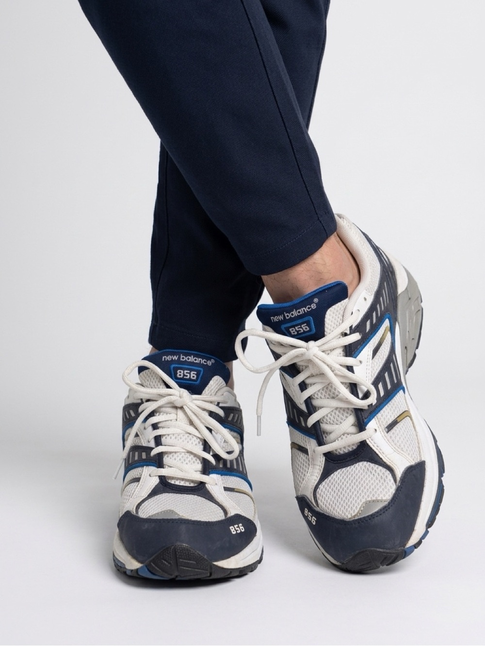 New Balance Men's Athletic Sneakers in Navy, White, and Gray